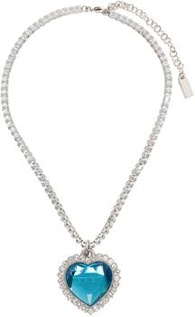 Vetements | Silver & Blue Crystal Heart Necklace商品图片,6.4折