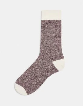 ASOS | ASOS DESIGN twist ribbed socks in red and off-white 6.6折