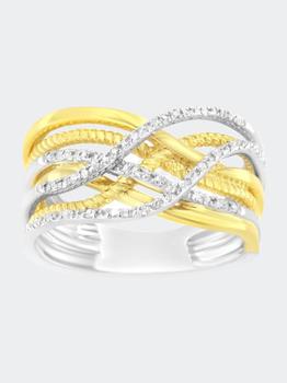 商品10K Two-Toned Diamond Bypass Ring White/Yellow Gold,商家Verishop,价格¥15210图片