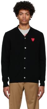 Comme des Garcons | Black Wool Layered Double Heart Cardigan商品图片,独家减免邮费