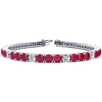 SSELECTS | 11 Carat Ruby And Diamond Alternating Tennis Bracelet In 14 Karat White Gold, 6 1/2 Inches,商家Premium Outlets,价格¥38291