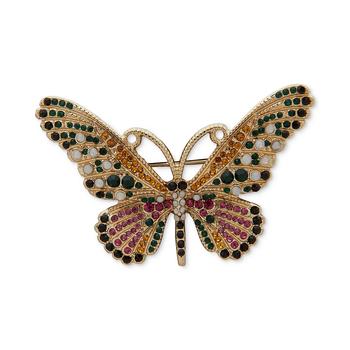 商品Anne Klein | Gold-Tone Multicolor Crystal Butterfly Pin,商家Macy's,价格¥126图片
