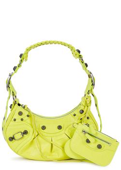 推荐Le Cagole XS neon yellow leather shoulder bag商品