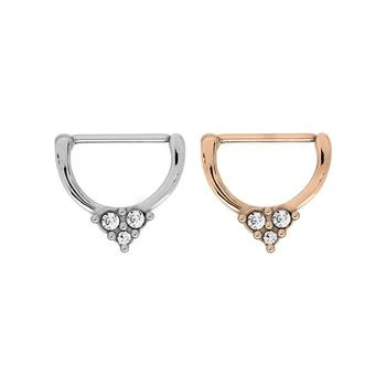 Rhona Sutton | Bodifine Stainless Steel Set of 2 Colors Crystal Clicker Nipple Rings,商家Macy's,价格¥261