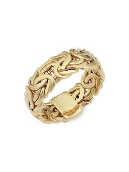 商品Oradina | 14K Yellow Solid Gold Byzantine Band Ring,商家Saks Fifth Avenue,价格¥3185图片