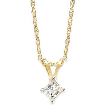 Macy's | Princess-Cut Diamond Pendant Necklace in 10k Gold (1/5 ct. t.w.)商品图片,独家减免邮费