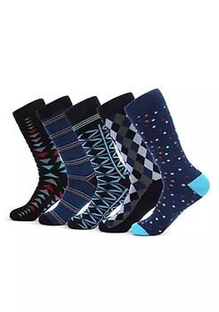 加拿大Mio Marino, Mio Marino | Men's Groovy Designer Dress Socks 5 Pack商品图片 