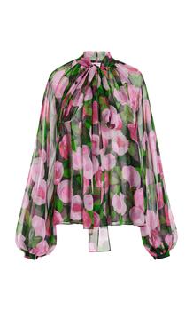 商品Carolina Herrera - Floral-Printed Chiffon Button Up Blouse - Multi - US 12 - Moda Operandi图片