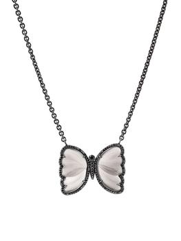 商品Sheryl Lowe | Sterling Silver, Moonstone & 1.42 TCW Black Diamond Butterfly Necklace,商家Saks Fifth Avenue,价格¥47948图片