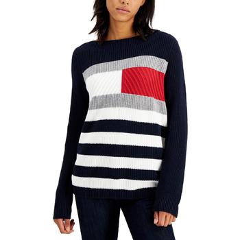 Tommy Hilfiger | Tommy Hilfiger Womens Cate Ribbed Knit Colorblock Pullover Sweater商品图片,4折