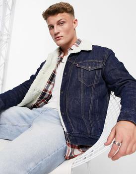 李维斯牛仔外套, Levi's | Levi's sherpa trucker jacket in dark navy商品图片 