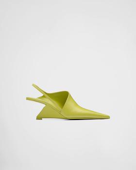 Prada | PRADA Brushed leather slingback pumps商品图片,7.2折