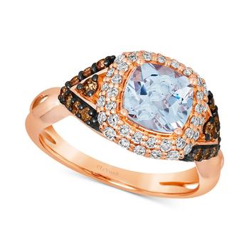 商品Sea Blue Aquamarine (1-1/4 ct. t.w.) & Diamond (3/4 ct. t.w.) Halo Ring in 14k Rose Gold图片