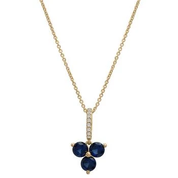 Macy's | Lab-Created Blue Sapphire (1-1/10 ct. t.w.) & Diamond (1/20 ct. t.w.) Trillium 18" Pendant Necklace in 14k Gold-Plated Sterling Silver 
