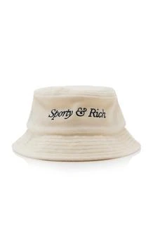 Sporty & Rich Sporty & Rich - Embroidered Velour Bucket Hat - Off-White - OS - Moda Operandi