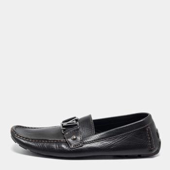 lv男鞋图片, [二手商品] Louis Vuitton | Louis Vuitton Black Leather Monte Carlo Loafers Size 42.5商品图片 满1件减$100, 满减