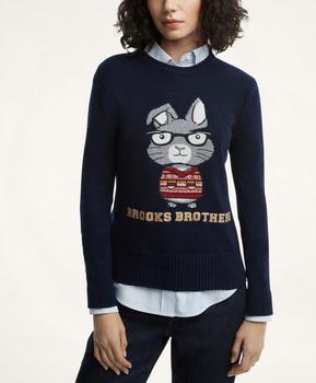 Brooks Brothers | Women's Lunar New Year Merino Wool Blend Intarsia Rabbit Sweater商品图片,