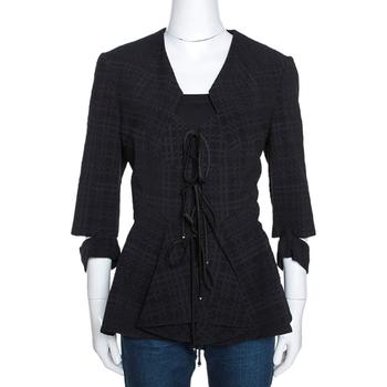 ROLAND MOURET, [二手商品] ROLAND MOURET | Roland Mouret Black Puckered Check Wool Blend Hanover Jacket L商品图片 3.6折, 满1件减$100, 满减