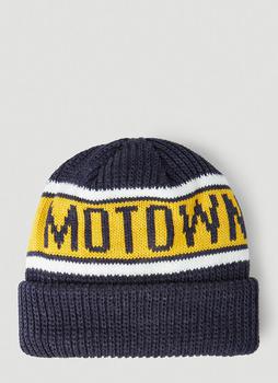 推荐x Motown Records Ribbed Beanie Hat in Navy商品
