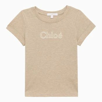 推荐Beige cotton T-shirt with logo商品