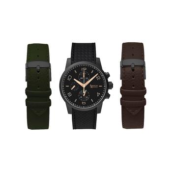 American Exchange | Men's Olive, Black, Brown Polyurethane Interchangeable Straps Watch Set 41mm商品图片,4.9折