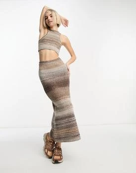 推荐COLLUSION knitted maxi skirt in ombre brown co-ord商品