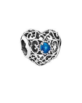 商品PANDORA | Pandora Jewelry Silver London Blue Crystal December Signature Heart Charm,商家Premium Outlets,价格¥200图片