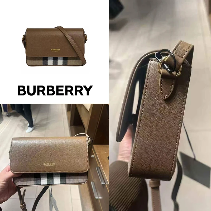 Burberry品牌, 商品【现货】博柏利 女士棕色皮革字母徽标拼色设计单肩包 81072701, 价格¥3183