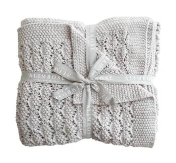 Alimrose | Organic Heritage Knit Baby Blanket In Cloud,商家Premium Outlets,价格¥502