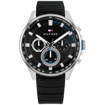 tommy hilfiger手表是什么牌子, Tommy Hilfiger | Men's Black Silicone Strap Watch 44mm商品图片 8折×额外8.5折, 额外八五折