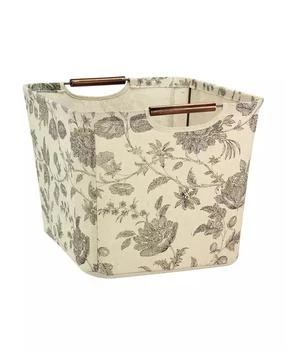 Household Essentials | Household Essential Medium Tapered Storage Bin with Wood Handles, Floral,商家Macy's,价格¥216