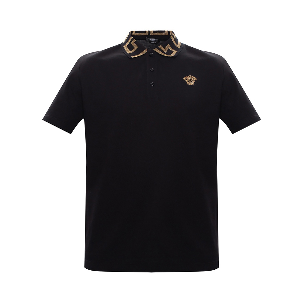 时尚范思哲短袖女装, Versace | VERSACE 范思哲 男士黑色印花短袖POLO衫商品图片 独家减免邮费
