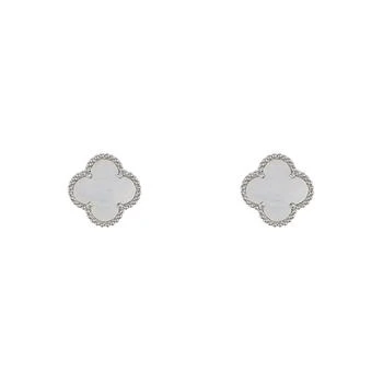 ADORNIA | Adornia Quatrefoil White Mother of Pearl Clover Stud Earrings silver 3.3折, 独家减免邮费