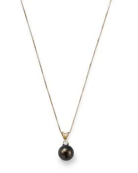 Bloomingdale's | Tahitian Black Cultured Pearl & Diamond Pendant Necklace in 14K Yellow Gold, 18" - Exclusive,商家Bloomingdale's,价格¥4866