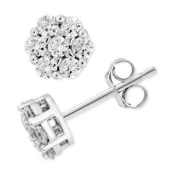 Macy's | Diamond Cluster Stud Earrings (3/8 ct. t.w.) in 14k White Gold商品图片,