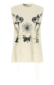 Prada | Prada Floral Printed Lace-Up Sleeveless Top商品图片,6.4折