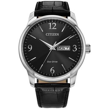 Citizen | Eco-Drive Men's Black Leather Strap Watch 42mm商品图片,5.5折