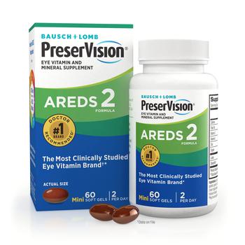 商品PreserVision AREDS 2 Eye Vitamin & Mineral Supplement, Contains Lutein, Vitamin C, Zeaxanthin, Zinc & Vitamin E, 60 Mini Softgels (Packaging May Vary)图片