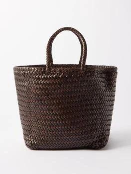 推荐Grace small woven-leather basket bag商品