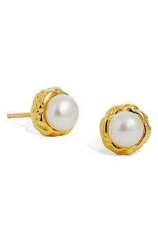 推荐18K Gold Vermeil Sterling Silver 5.5mm Cultured Freshwater Pearl Stud Earrings商品