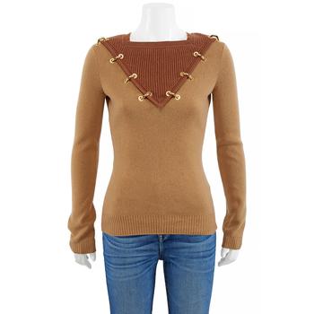 Burberry | Burberry Ladies Warm Camel Two-tone Wool Cashmere Sweater, Size Small商品图片,6.9折
