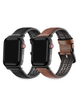 商品Posh Tech | 2-Pack Leather & Silicone Apple Watch Replacement Bands/38MM-40MM,商家Saks OFF 5TH,价格¥431图片