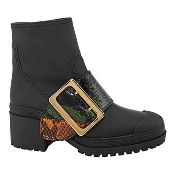 巴宝莉鞋板鞋, Burberry | The Buckle Boot In Rubberised Leather And Snakeskin In Black商品图片 7折