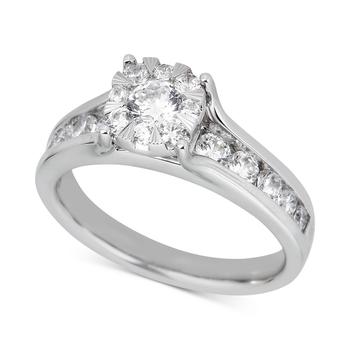 商品Macy's | Diamond Halo Channel-Set Engagement Ring (1 ct. t.w.) in 14k White Gold,商家Macy's,价格¥30293图片