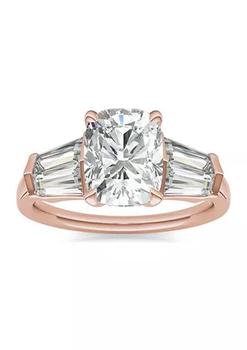 Charles & Colvard, Charles & Colvard | Charles & Colvard 3.46 ct. t.w. Lab Created Elongated Cushion Moissanite Five Stone Engagement Ring in 14k Rose Gold商品图片 