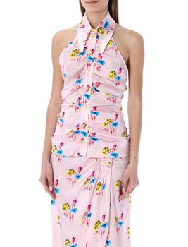 ganni floral pleated shirtdress, Ganni | Ganni Floral Printed Halterneck Top商品图片 3.7折起