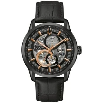 推荐Men's Automatic Sutton Black Leather Strap Watch 43mm, A Macy's Exclusive商品