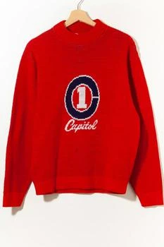 Urban Outfitters | Vintage 1960s Capitol Records  Distressed  Made in Los Angeles Red Wool Sweater 7.6折×额外9.3折, 额外九三折