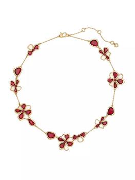 商品Floral Shimmer Goldtone, Glass & Cubic Zirconia Station Necklace图片