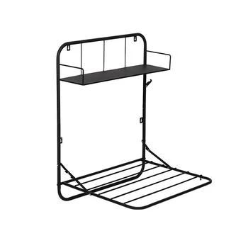 Collapsible Wall-Mounted Clothes Drying Rack with Shelf